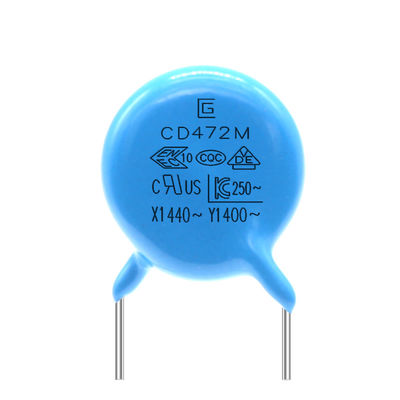 -40C-85C Y1 Condensador de seguridad Capacidad 472M/400V Resistencia al aislamiento &gt; 100MΩ Certificado CE