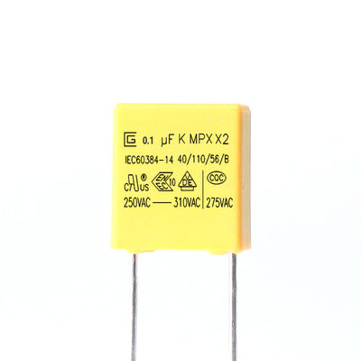 Capacitador de seguridad radial X2 250 VAC Rango de capacidad 0,001 uF - 4,7 uF - 40,C a 85,C