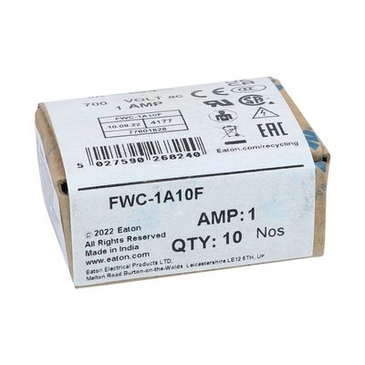 Excelente capacidad de ciclismo y rendimiento Cramic Fuse Eaton Bussmann 10 X 38 mm Ferrule Fuse FWC-1A10F