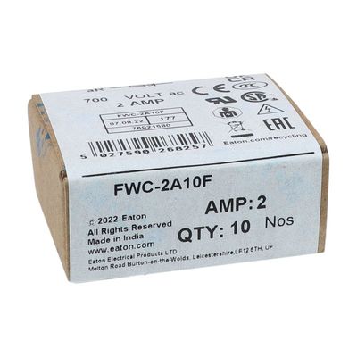 Excelente capacidad de ciclismo y rendimiento Cramic Fuse Eaton Bussmann 10 X 38 mm Ferrule Fuse FWC-2A10F