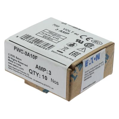 Excelente capacidad de ciclismo y rendimiento Cramic Fuse Eaton Bussmann 10 X 38 mm Ferrule Fuse FWC-3A10F