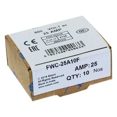Excelente capacidad de ciclismo y rendimiento Cramic Fuse Eaton Bussmann 10 X 38 mm Ferrule Fuse FWC-25A10F