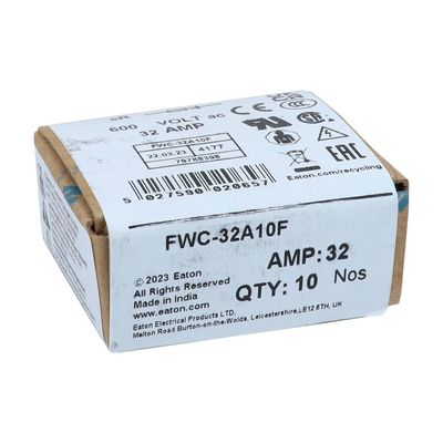 Excelente capacidad de ciclismo y rendimiento Cramic Fuse Eaton Bussmann 10 X 38 mm Ferrule Fuse FWC-32A10F