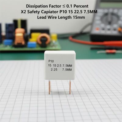 Factor de disipación ≤ 0,1 por ciento X2 Condensador de seguridad P10 15 22.5 7.5 mm longitud del alambre de plomo 15 mm componente eléctrico para aplicaciones industriales